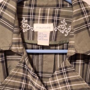 Maurices Olive Plaid Button-Up